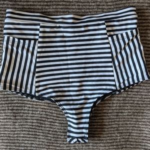 Lolli Black and White Striped Bikini Bottom